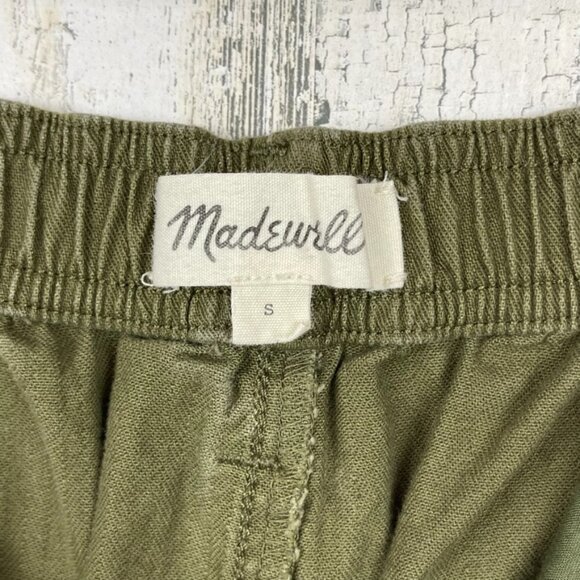 Madewell Camp shorts high waist mono stripe army olive green size S classic - Picture 5 of 8